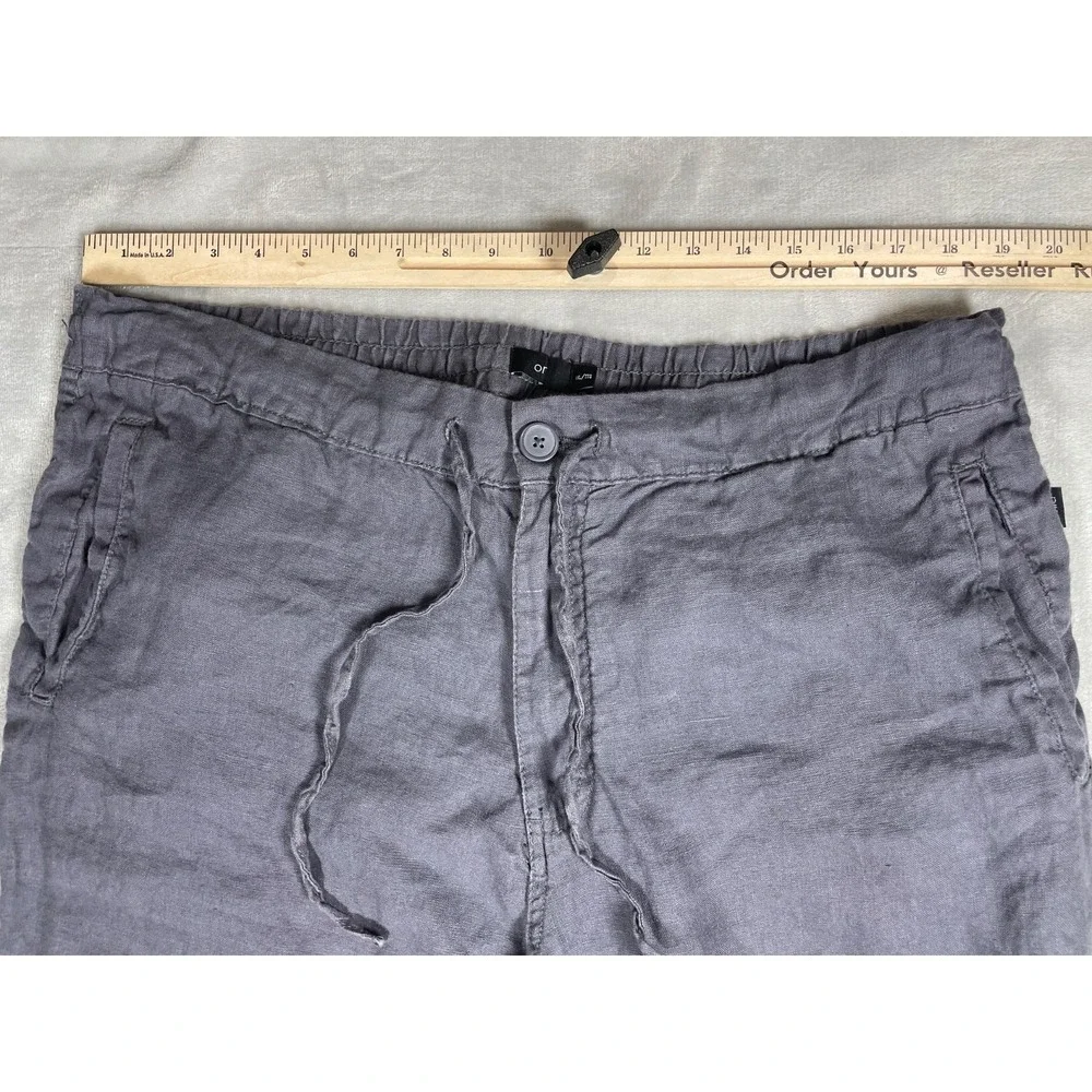 Onia Linen Pants Men XXL Gray Drawstring Elastic Waist Casual Beach Lightweight
